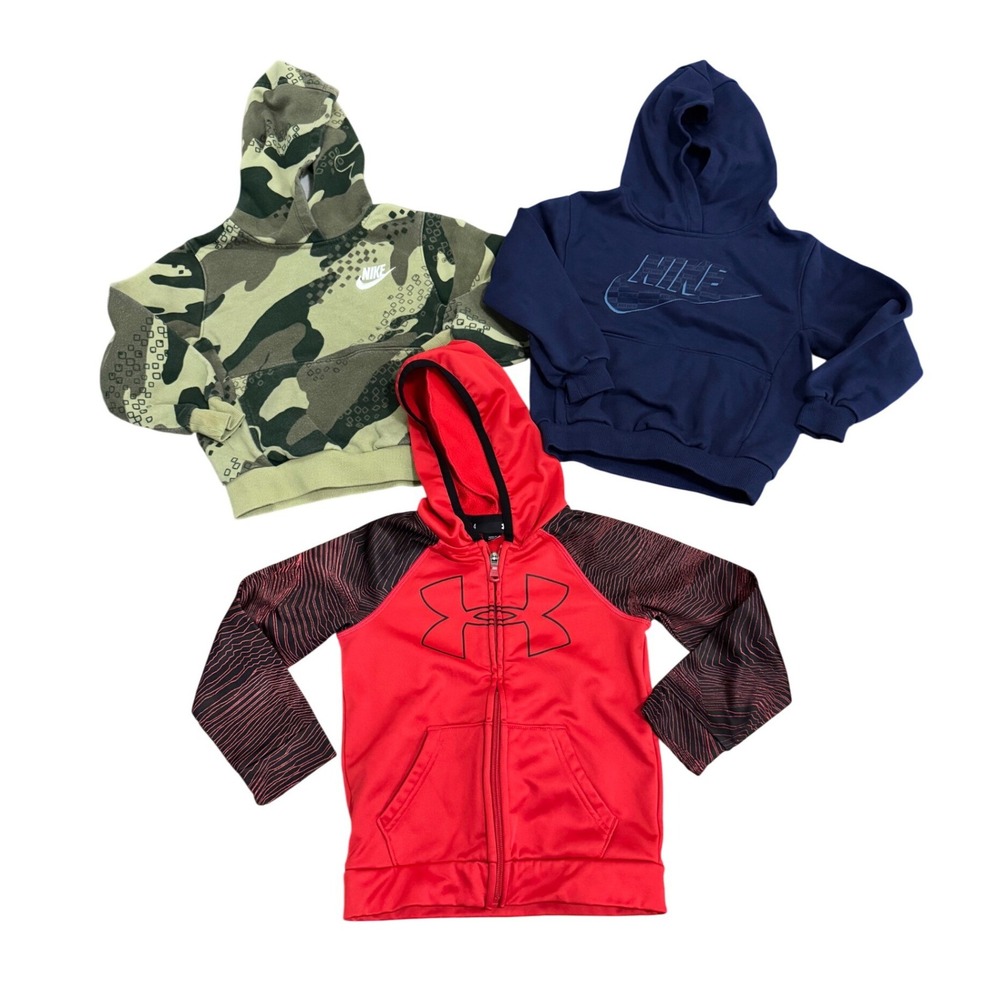 Boys Hoodie Lot Nike Under Armour Size 4 Camo Red Blue Sweatshirts
